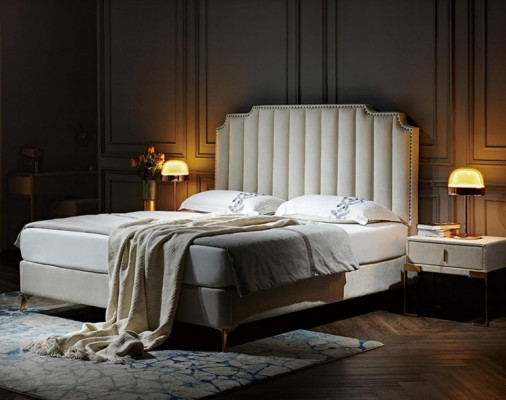 Bed Leather 2x Bedside table 3 pcs. Bedroom Set Furniture Modern new Luxury Beds