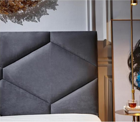 Bedroom Set Bed + 2x Bedside tables 3-piece. Bedside table Furniture luxury hotel velvet