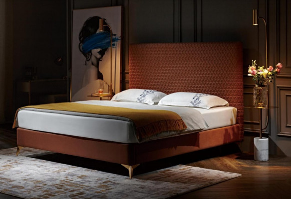 Luxury Bed Upholstered bed Leather Bedroom Beds 180x200cm Double bed Hotel Marriage