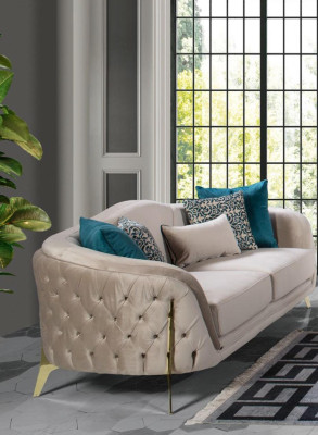 Sofa 3 Seat Seater Design Living room Upholstery Wood Upholstery Modern Luxury Gray