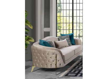 Sofa 3 Seat Seater Design Living room Upholstery Wood Upholstery Modern Luxury Gray