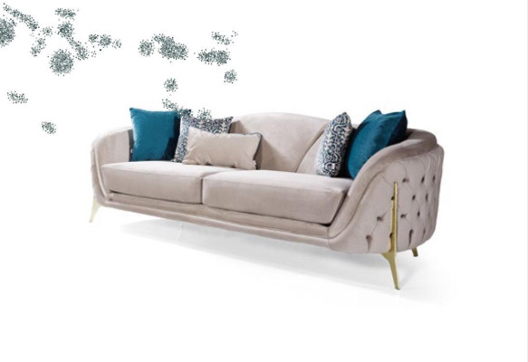 Sofa 3 Seat Seater Design Living room Upholstery Wood Upholstery Modern Luxury Gray