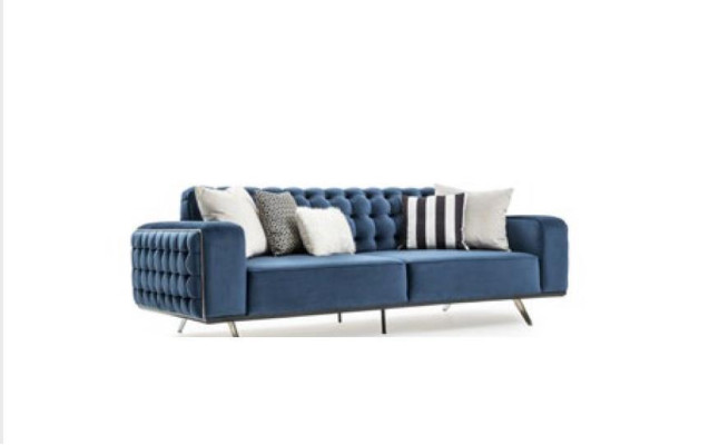 Classic Chesterfield Three Seater Furniture Sofa Luxury Couches Blue 3 Seat Sofas