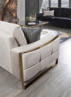 Classic Sofa 3 Seat Design Living room Upholstery Wood Upholstery Modern Luxury White