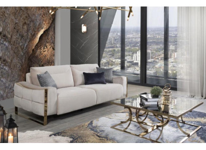 Classic Sofa 3 Seat Design Living room Upholstery Wood Upholstery Modern Luxury White