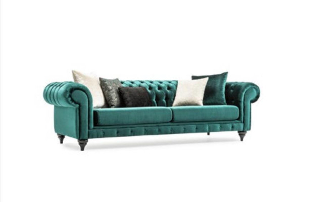 Classic Chesterfield Three Seater Furniture Sofa Luxury Couches Green 3 Seat Sofas