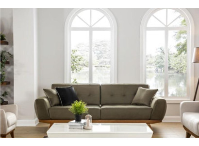 Luxury Three Seater Classic Couch Leather Furniture Brown Sofas 3 Seater Furniture Style