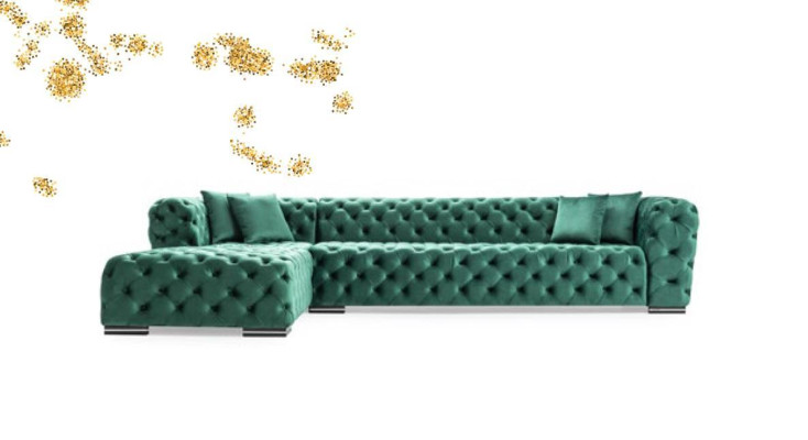 Corner sofa L-shape Sofa Couch Design Couches Upholstery Textile new Corner Suite Green
