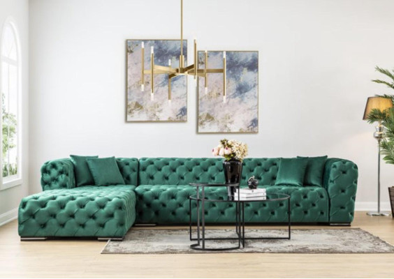 Corner sofa L-shape Sofa Couch Design Couches Upholstery Textile new Corner Suite Green