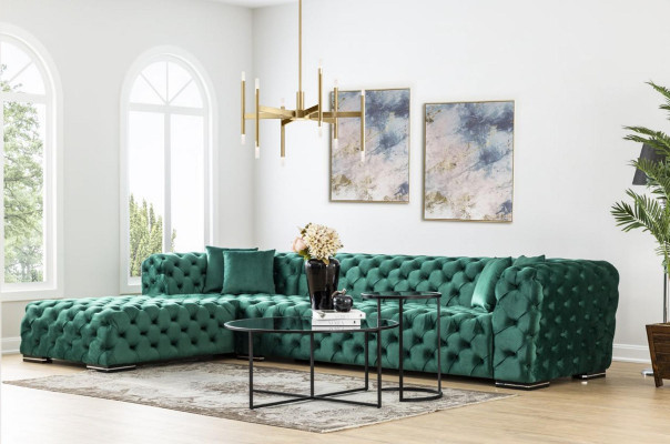 Corner sofa L-shape Sofa Couch Design Couches Upholstery Textile new Corner Suite Green