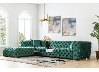 Corner sofa L-shape Sofa Couch Design Couches Upholstery Textile new Corner Suite Green