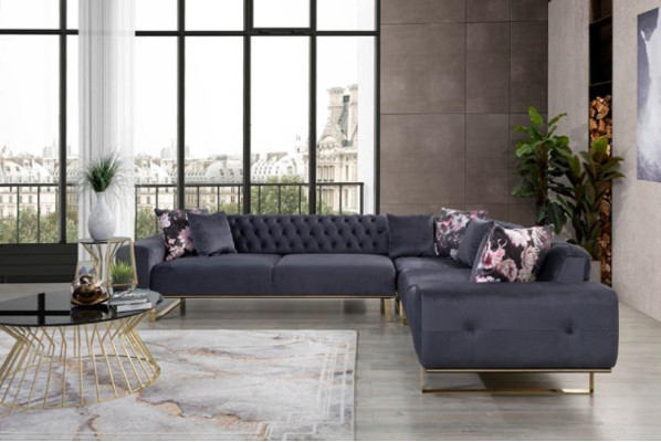 Corner sofa Couch Upholstery Furniture Suite Chesterfield Corner suite Sofa Fabric