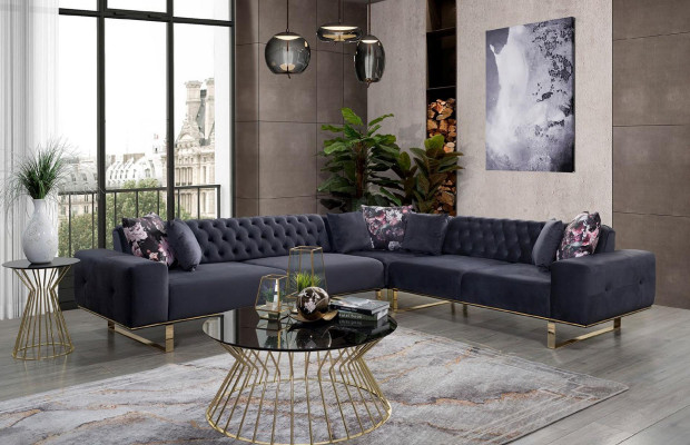 Corner sofa Couch Upholstery Furniture Suite Chesterfield Corner suite Sofa Fabric