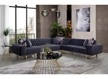 Corner sofa Couch Upholstery Furniture Suite Chesterfield Corner suite Sofa Fabric