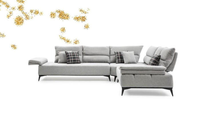 Corner sofa L-shape Sofa Couch Design Couches Upholstery Textile new Corner Suite Gray