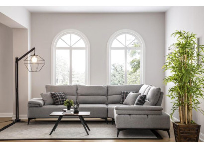 Corner sofa L-shape Sofa Couch Design Couches Upholstery Textile new Corner Suite Gray