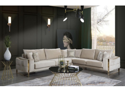 Corner sofa L-shape Sofa Couch Design Couches Upholstery Textile Corner Suite Beige