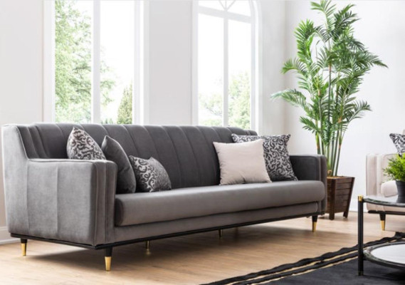 Classic Gray Sofa 3 Seat Sofas Seat Design Couch Three Seater Luxury Furniture Style