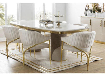 Luxury Dining room Furnishings Table with 6 chairs Metal Group 7pcs Metal