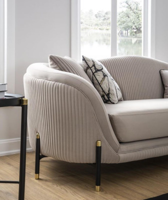 Sofa 3 Seater Upholstered Sofa Beige Textile Seat Design Couch Sofas Fabric Modern new
