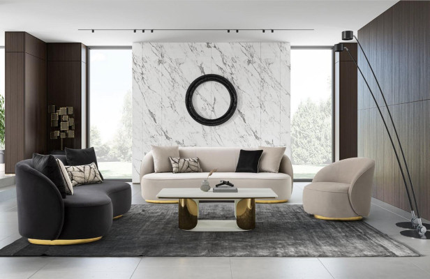 Luxury Sofa 3 Seat Fabric Living room Modern Design Gray Sofas Upholstery Couches