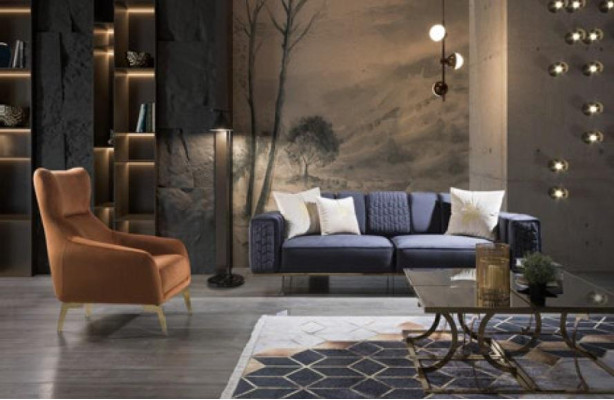 Luxury Sofa set Couch Textile Couches 4+3+1 Seat Sofas Living room Fabric