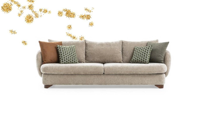 Sofa 3 Seater Upholstered Sofa Gray Textill Seat Design Fabric Modern Couch Sofas new