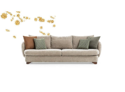 Sofa 3 Seater Upholstered Sofa Gray Textill Seat Design Fabric Modern Couch Sofas new