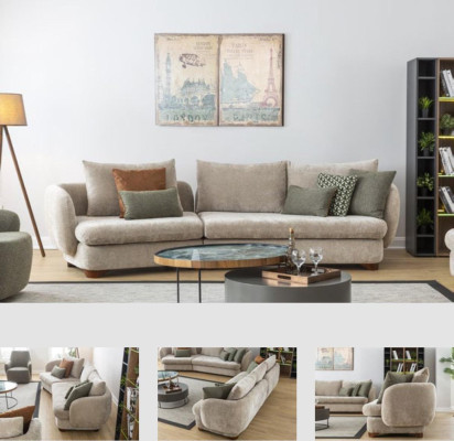 Sofa 3 Seater Upholstered Sofa Gray Textill Seat Design Fabric Modern Couch Sofas new