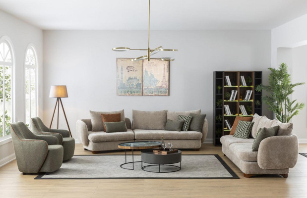 Armchair Luxury Couch 1 Seater Sofa Textile Fabric Couches Relax Club Furniture