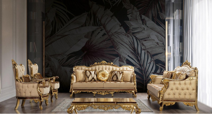 Luxury Sofa Beige Sofa set Armchair 3+1 Seater Fabric Design Sofas