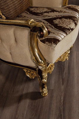 Sofa set Couch Baroque Rococo Couches Textile Chesterfield Sofa Table 3 pieces.