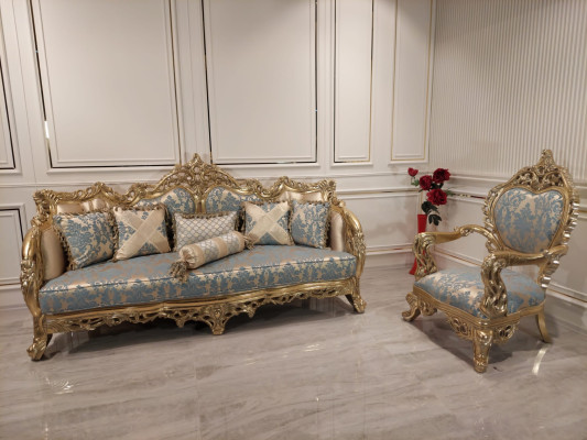 Baroque Armchair Single Seater Couch French Chair Carved Legs
