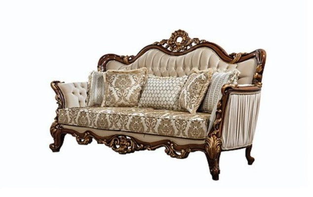 Chesterfield Baroque Three Seater Furniture Sofa Couches Fabric Gold Couch