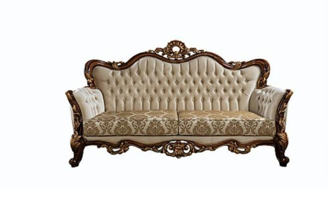 Chesterfield Baroque Three Seater Furniture Sofa Couches Fabric Gold Couch