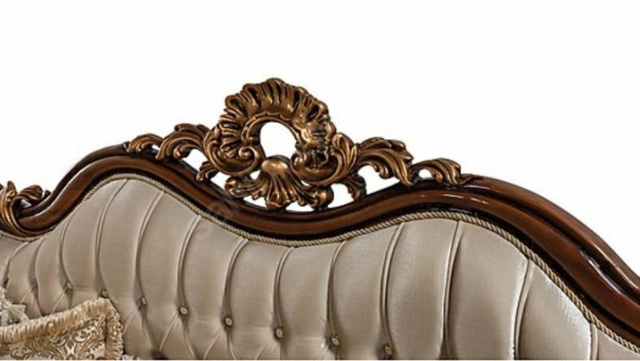 Chesterfield Baroque Three Seater Furniture Sofa Couches Fabric Gold Couch