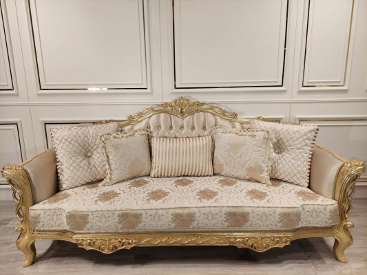 Sofa set Sofa 3+1 Seater Armchair Table carved legs Coffee table 3pcs.