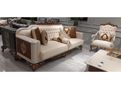 Three Seater Chesterfield Baroque Couch Furniture Sofa Couches Fabric Gold