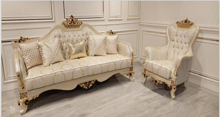 Luxury Sofa Beige Sofa set Armchair 3+1 Seater Fabric Design Textile