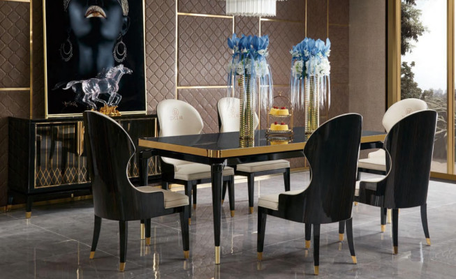 Complete e Dining room Suite Table 6x Armchair Chairs Luxury Dining set