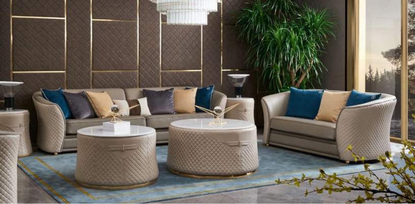 Round Set 2x Coffee table Coffee table Side table Designer Living room