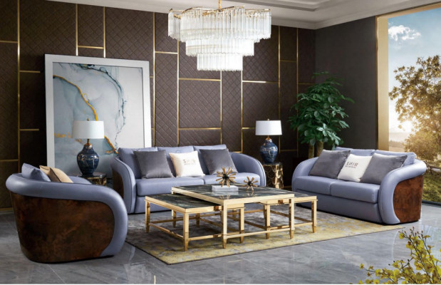 Luxury Living room Furniture Sofa set Leather Sofa Couch Upholstery Set Design