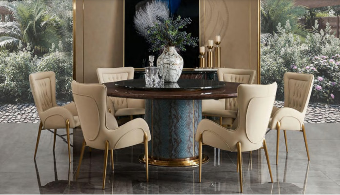 Complete e Dining room Suite Round Table 4x Armchair Chairs Dining set