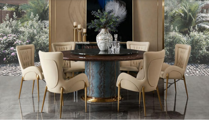 Complete e Dining room Suite Round Table 4x Armchair Chairs Dining set