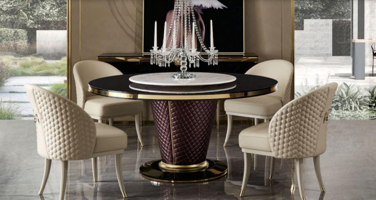 Design Dining table Round Table 6 Chairs Dining room Set Suite Chair Group