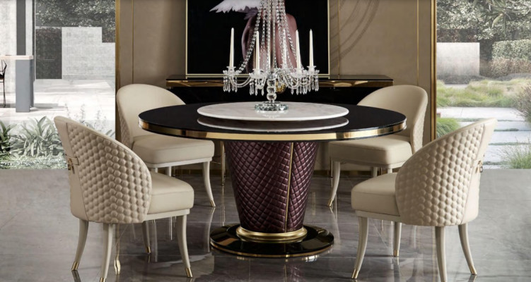 Design Dining table Round Table 6 Chairs Dining room Set Suite Chair Group