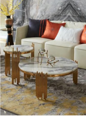 stainless steel Side Round Design Table Tables Gold Couch Living room