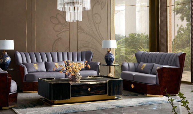 Complete Set Sofa set 321 Seater Coffee table Designer Modern Leather Sofa
