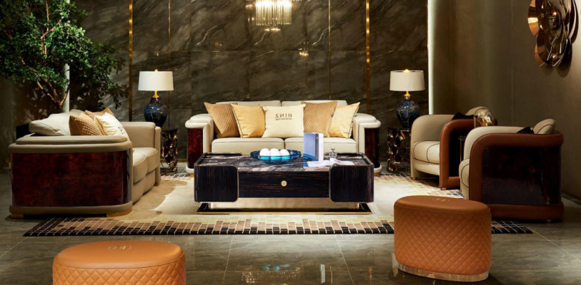 Luxury living room suite 5 pieces. Set Leather Sofa Couch Upholstery Sofa