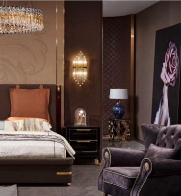 Bed Upholstery Design Luxury Metal Double Beds Marriage Sleep Room Leather
